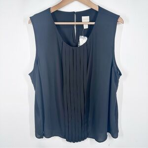 NWT Chico's Pleasant Pleats Sandra Tank Size 4 XXL Black Blouse